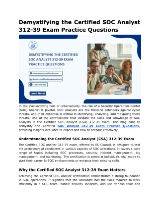 demystifying the certified soc analyst
