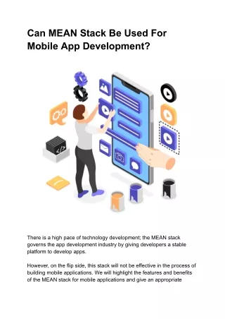 Can MEAN Stack Be Used For Mobile App Development