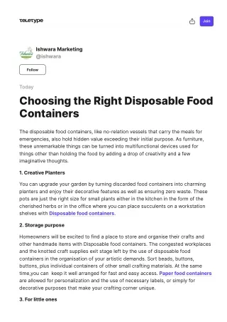 Choosing the Right Disposable Food Containers  