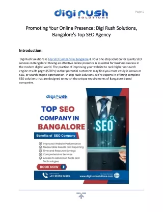 Top SEO Company in Bangalore