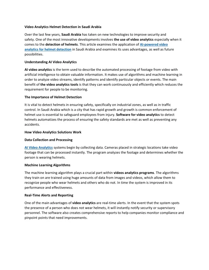 video analytics helmet detection in saudi arabia
