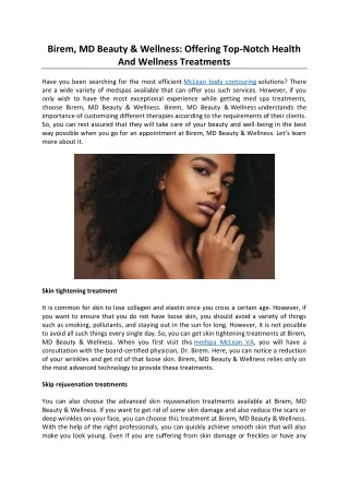 Birem, MD Beauty & Wellness Offering Top-Notch Health And Wellness Treatments