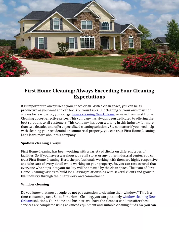 first home cleaning always exceeding your