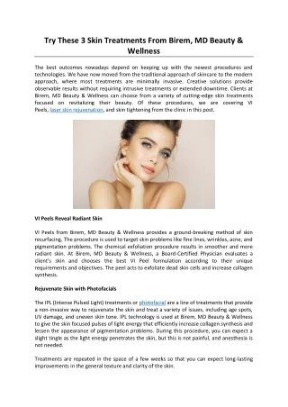 Try These 3 Skin Treatments From Birem, MD Beauty & Wellness