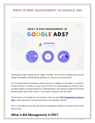 What is bids management in Google ads