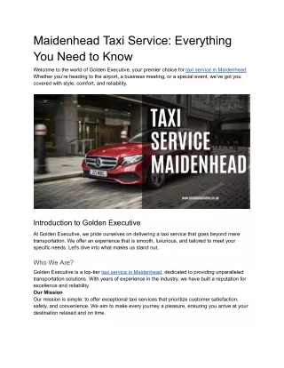 Maidenhead Taxi Service_ Everything You Need to Know