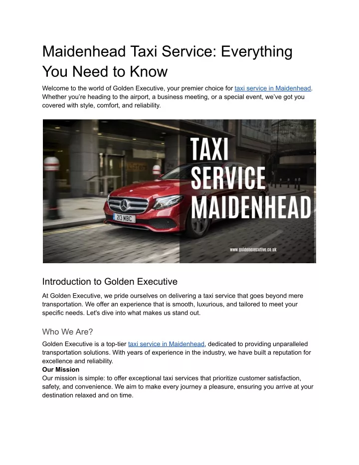 maidenhead taxi service everything you need