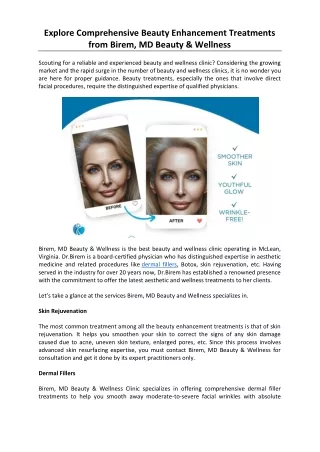 Explore Comprehensive Beauty Enhancement Treatments from Birem, MD Beauty & Wellness