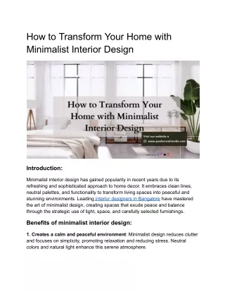 How to Transform Your Home with Minimalist Interior Design