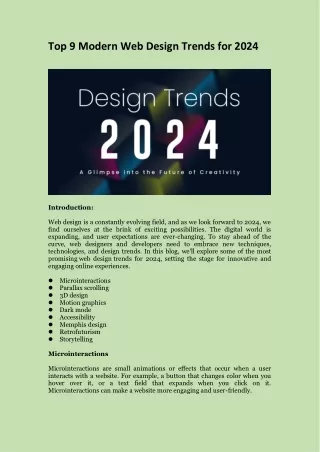 Top 9 Modern Web Design Trends for 2024