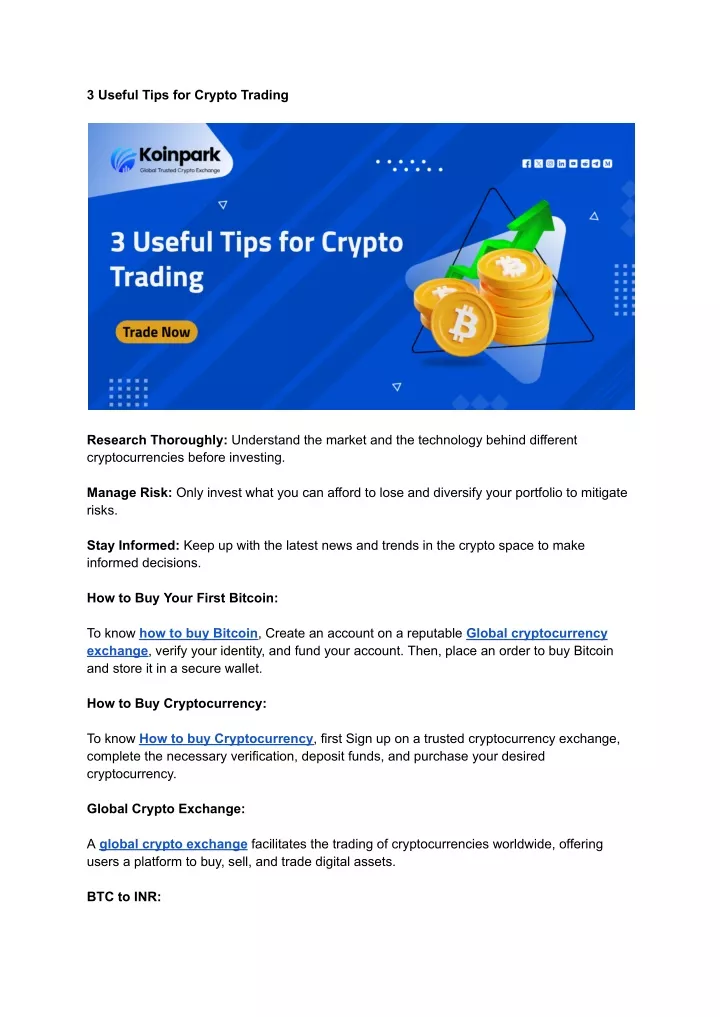 3 useful tips for crypto trading