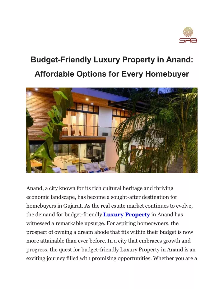 budget friendly luxury property in anand