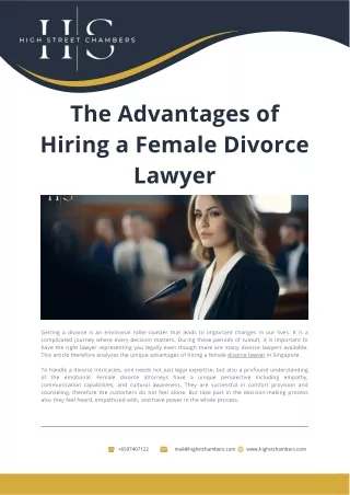 The Advantages of Hiring a Female Divorce Lawyer