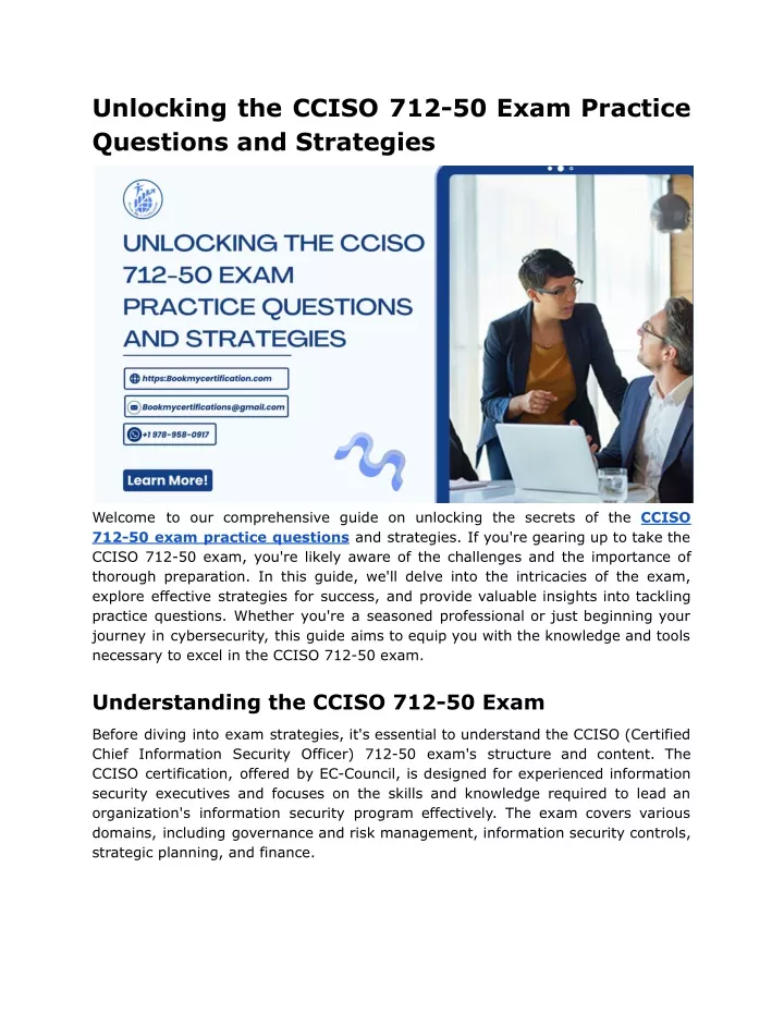 unlocking the cciso 712 50 exam practice