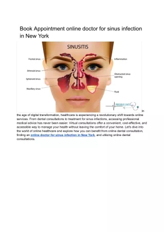 Book Appointment online doctor for sinus infection in New York