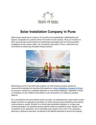 Solar Installation Company in Pune