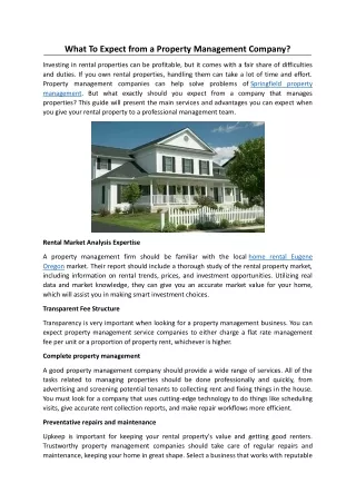 What To Expect from a Property Management Company