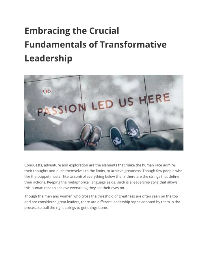 Ppt Embracing The Crucial Fundamentals Of Transformative Leadership