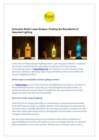 Innovative Bottle Lamp Designs: Pushing the Boundaries of Upcycled Lighting