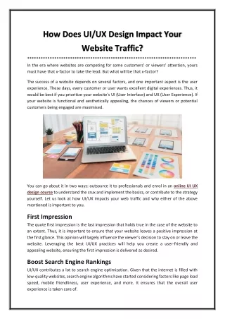 How Does UIUX Design Impact Your Website Traffic