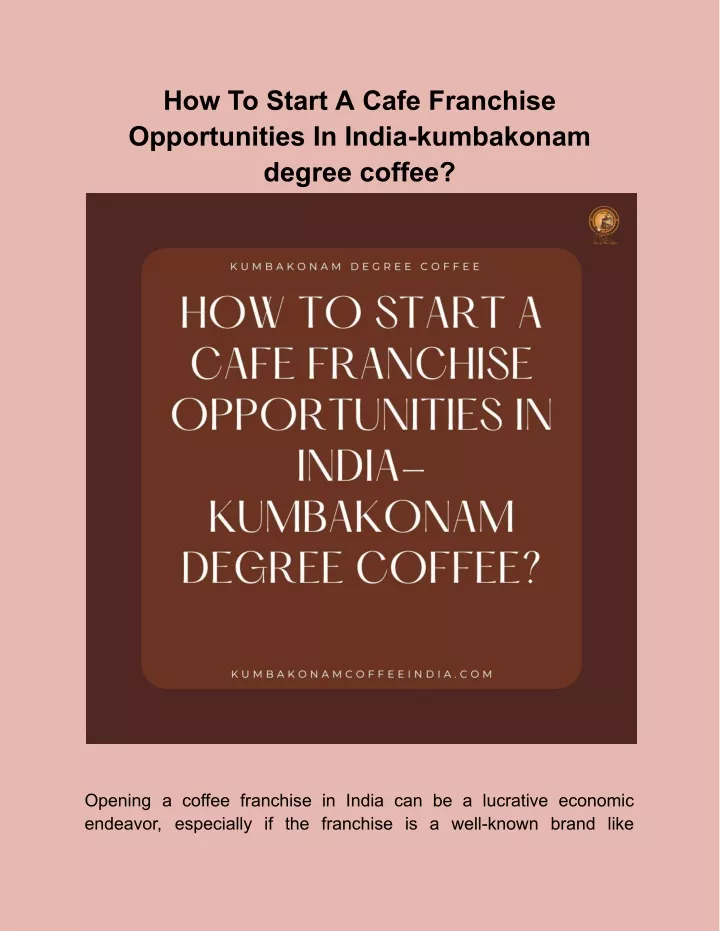 how to start a cafe franchise opportunities