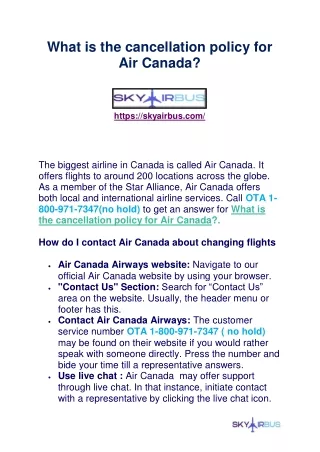What is the cancellation policy for Air canada