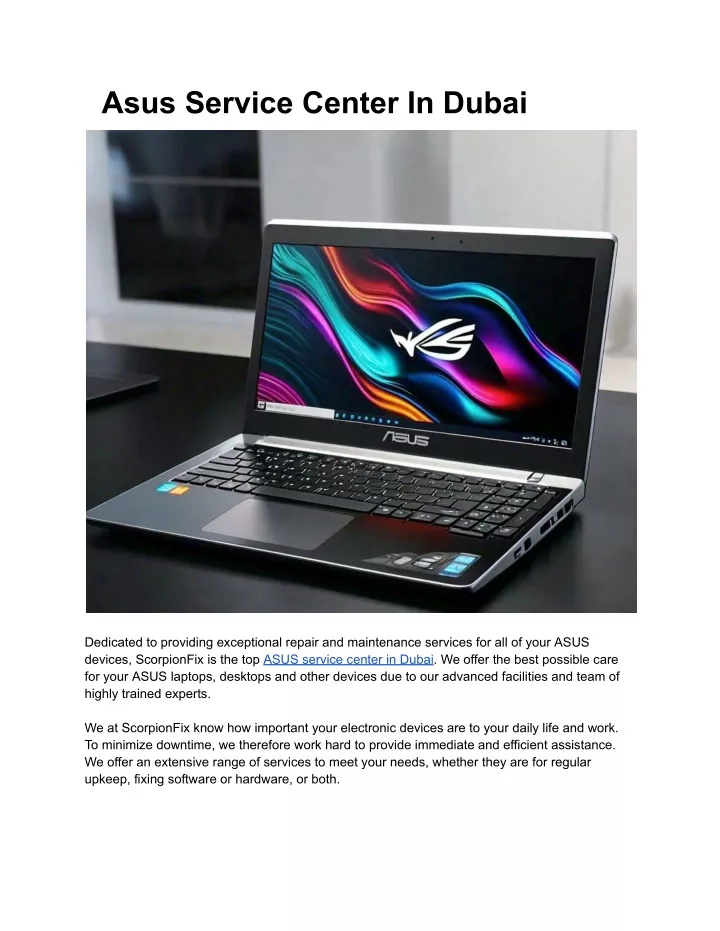 asus service center in dubai