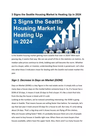 3 Signs the Seattle Housing Market Is Heating Up in 2024