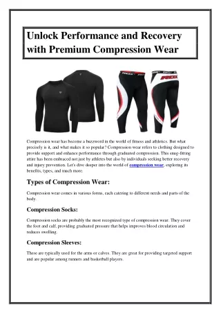 Unlock Performance and Recovery with Premium Compression Wear