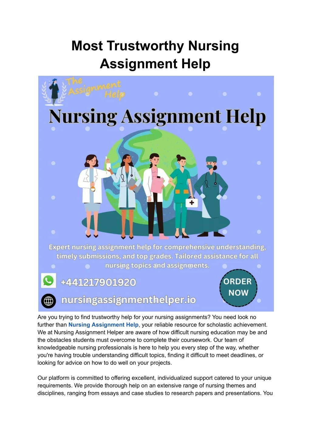 PPT - Most Trustworthy Nursing Assignment Help PowerPoint Presentation ...
