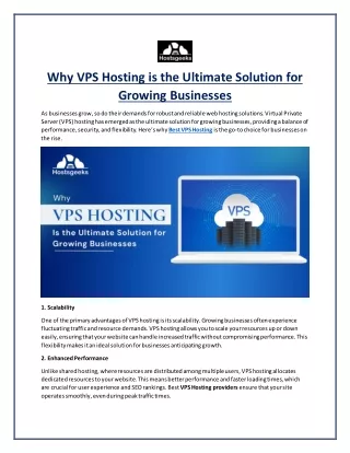 Why VPS Hosting is the Ultimate Solution for Growing Businesses