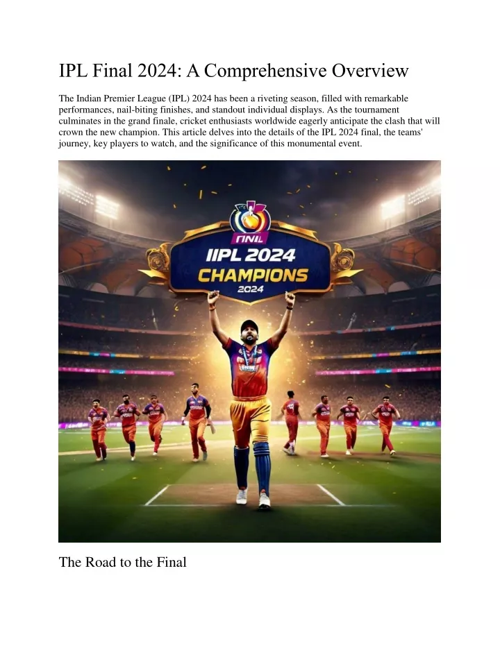 ipl final 2024 a comprehensive overview