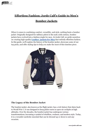 Effortless Fashion_ Jorde Calf's Guide to Men’s Bomber Jackets