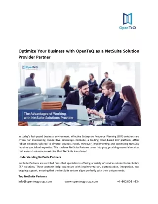 Optimize Your Business with OpenTeQ as a NetSuite Solution Provider Partner