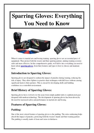 Sparring Gloves Everything You Need to Know