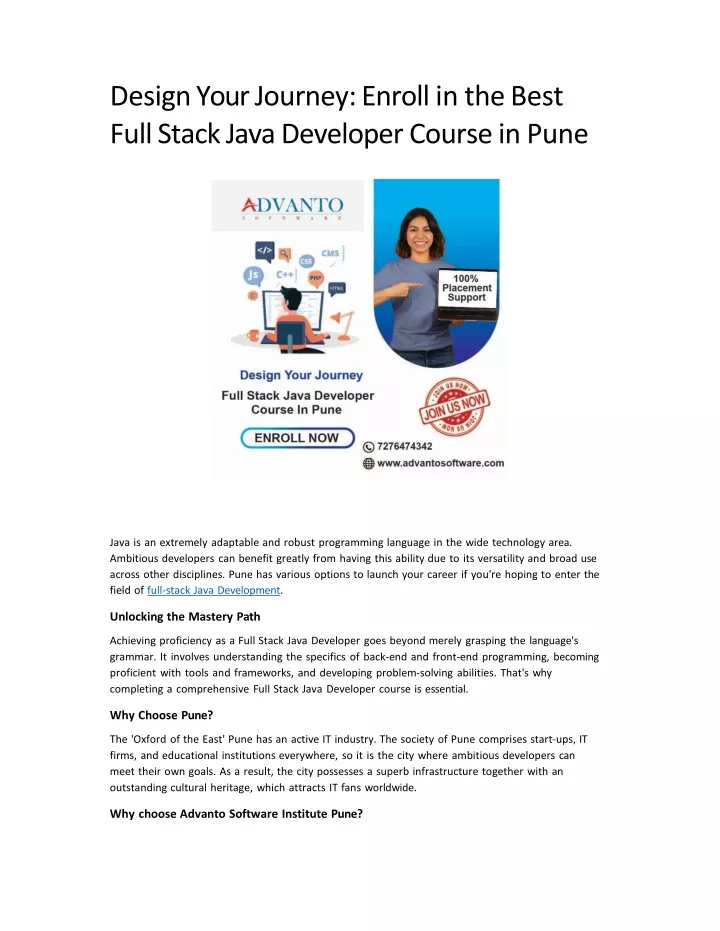 design your journey enroll in the best full stack java developer course in pune