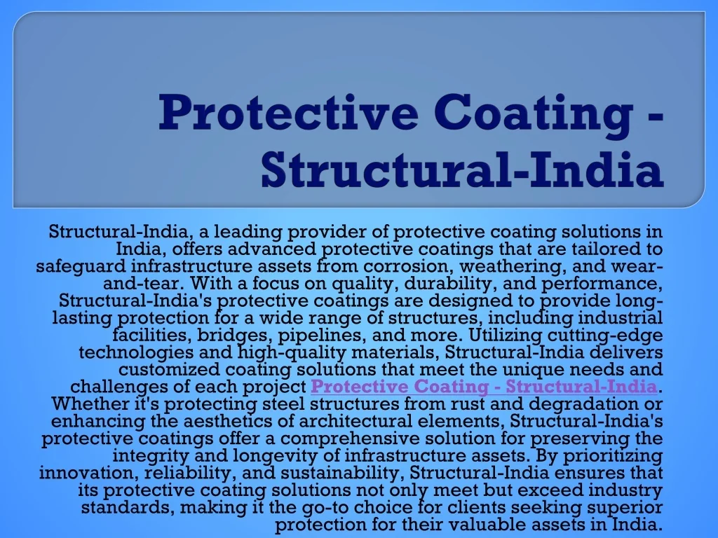 PPT - Protective Coating - Structural-India PowerPoint Presentation ...
