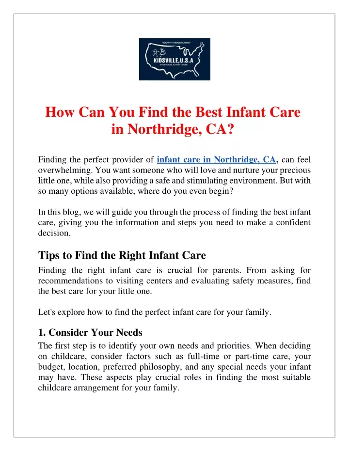 how can you find the best infant care