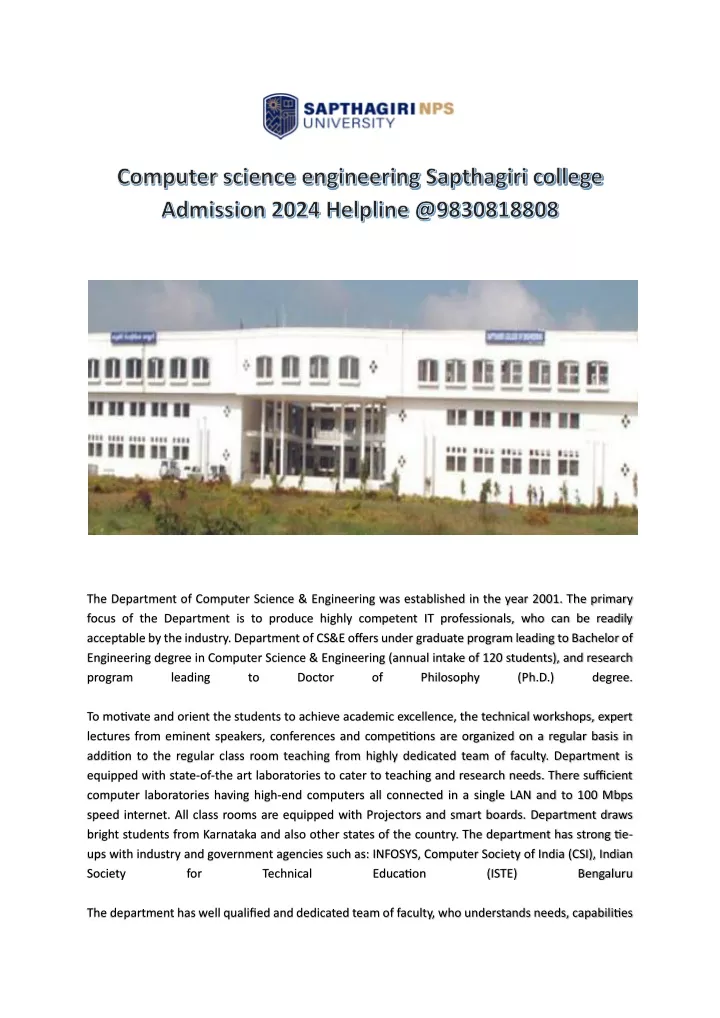 computer science engineering sapthagiri college