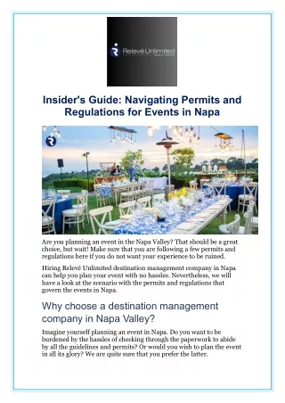 Insider's Guide: Navigating Permits and Regulations for Events in Napa