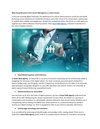 why hiring resources from smart web agency