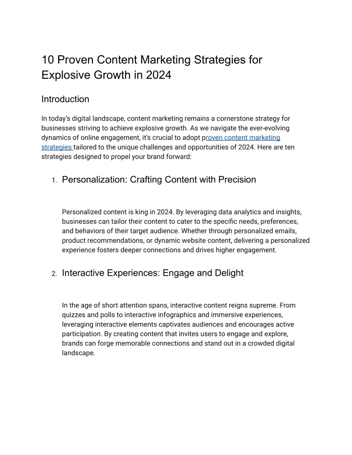 10 proven content marketing strategies