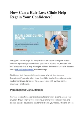 How Can a Hair Loss Clinic Help Regain Your Confidence