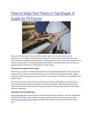 How to Keep Your Piano in Top Shape