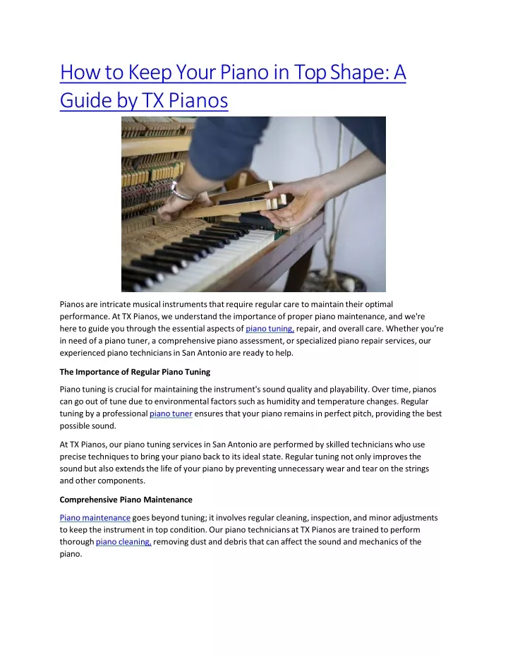 how to keep your piano in top shape a guide by tx pianos