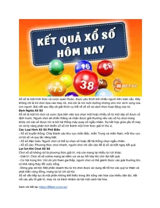 Khám Phá Các Loại Xổ Số Phổ Biến Nhất Tại 88BET VC