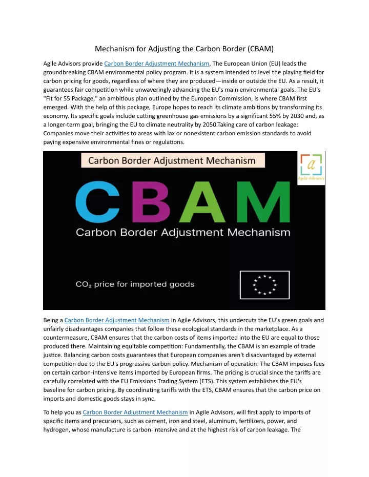 mechanism for adjusting the carbon border cbam