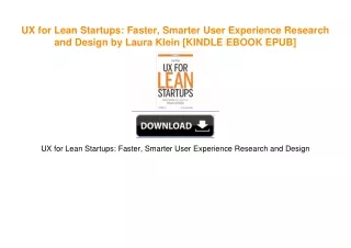 UX for Lean Startups: Faster, Smarter User Experience Research and Design by Laura Klein