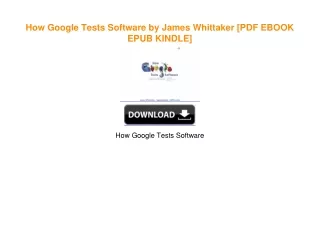 How Google Tests Software by James Whittaker PDF
