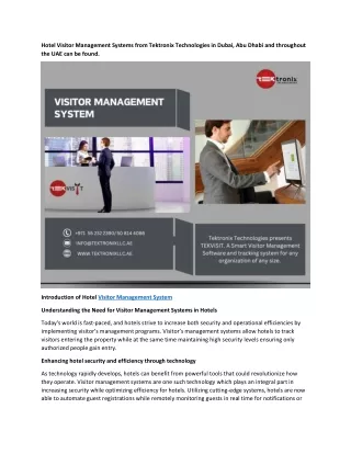 Hotel Visitor Management System from Tektronix Technologies in Dubai (1)